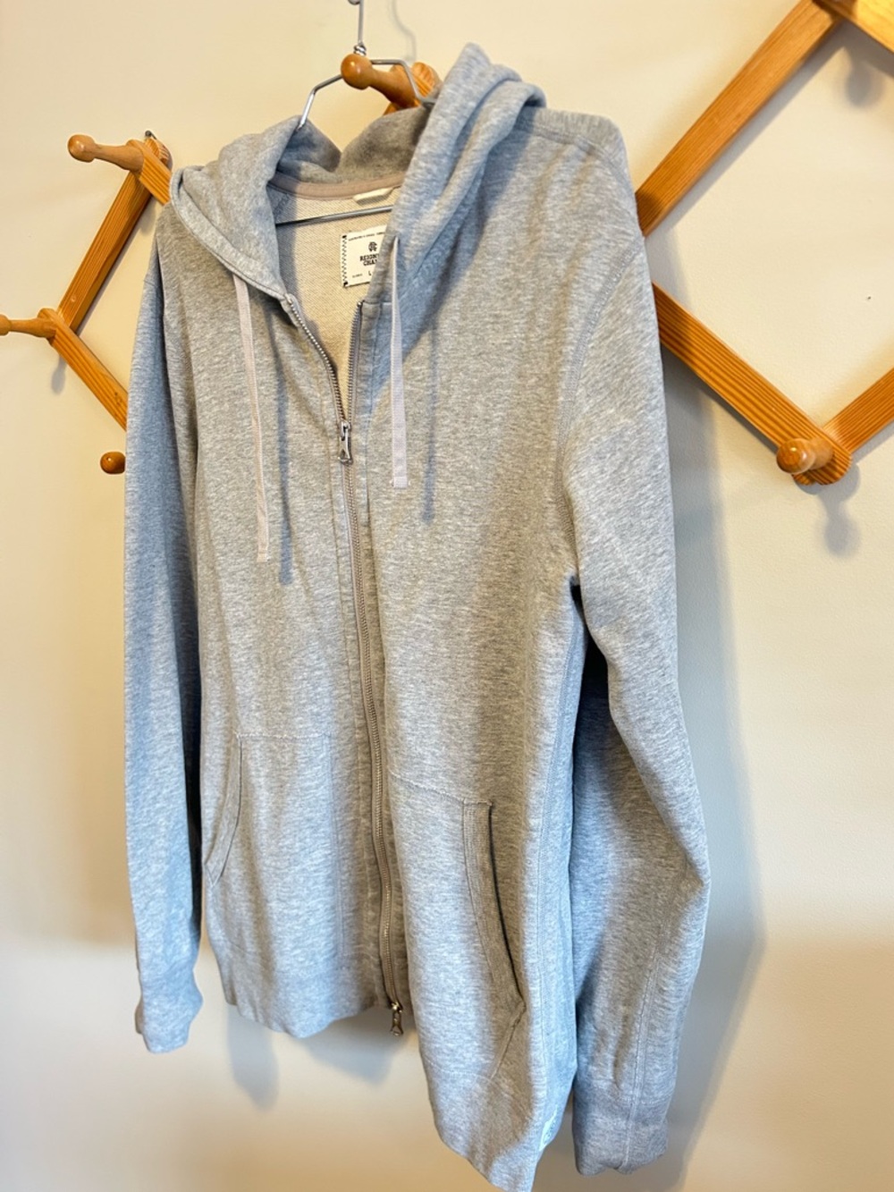 Reigning Champ Light Gray Full-Zip Hooded Sweatshirt